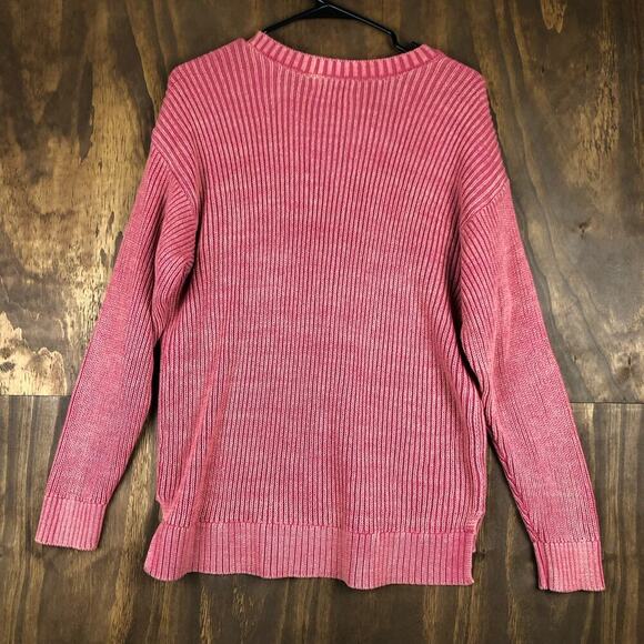 Sonoma Womens Sweater Blush Pink V Neck Cable Knit Fisherman Long Sleeve Large - Picture 10 of 12